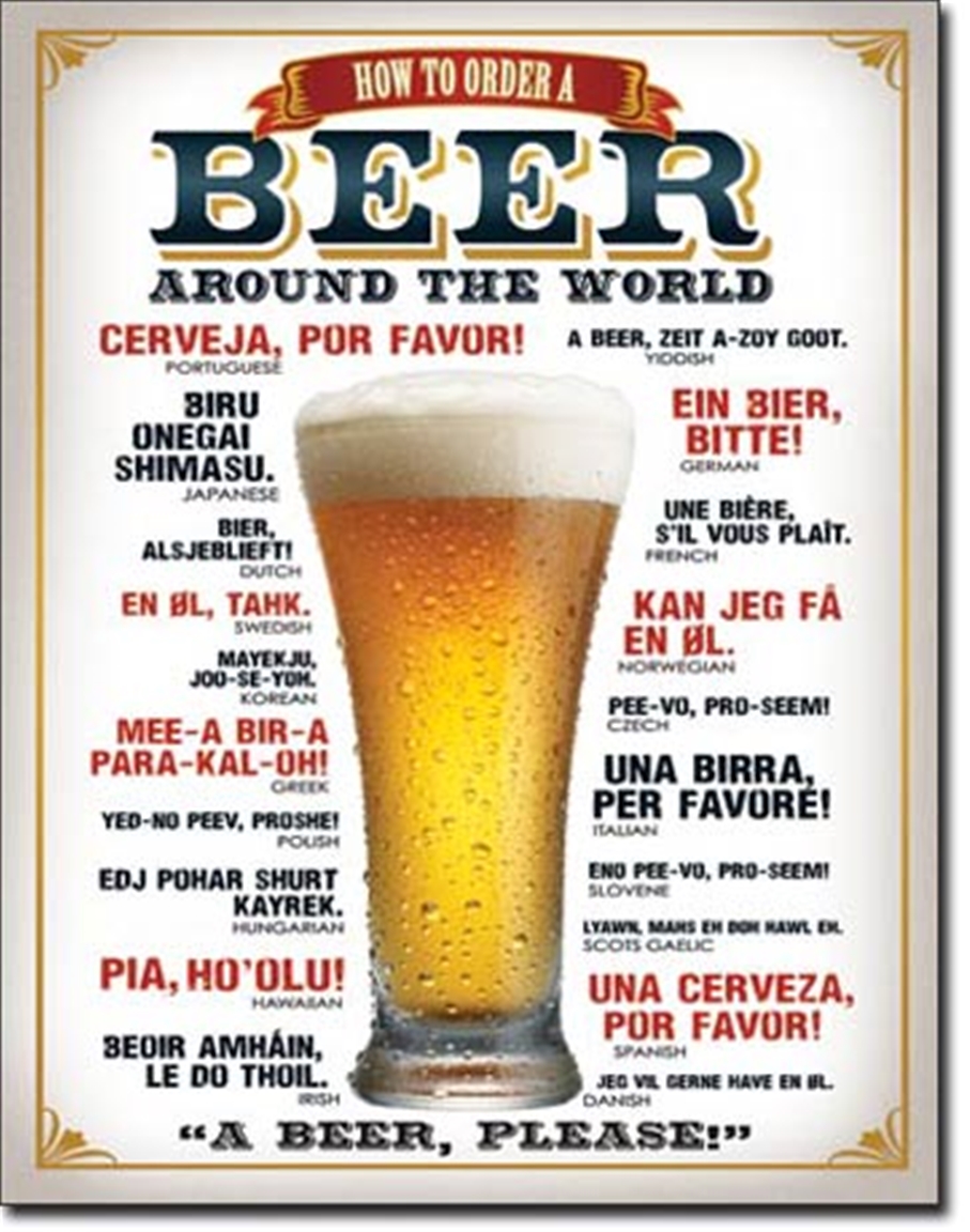 How to Order a Beer Around the World Tin Sign