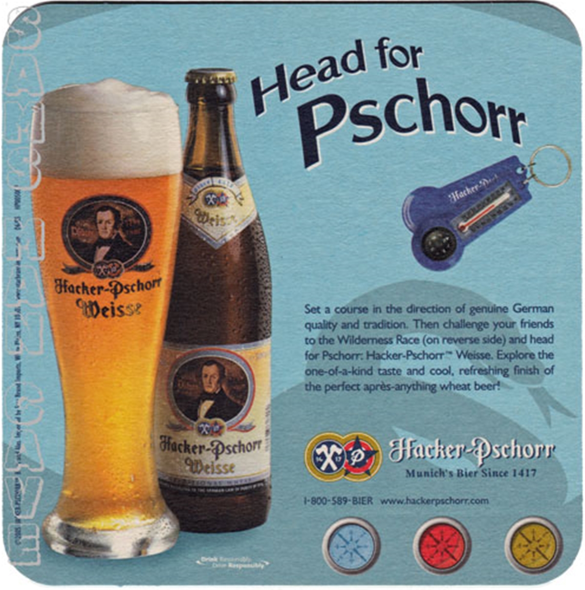 Hacker-Pschorr Head for Pschorr Beer Coaster