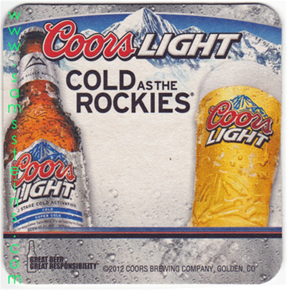 Coors Light Cold As Rockies Beer Coaster