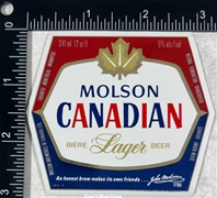 Molson Canadian Lager Biere Beer Label