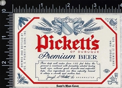 Pickett's Premium Beer Label