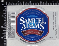 Samuel Adams Boston Lager Label Quebec