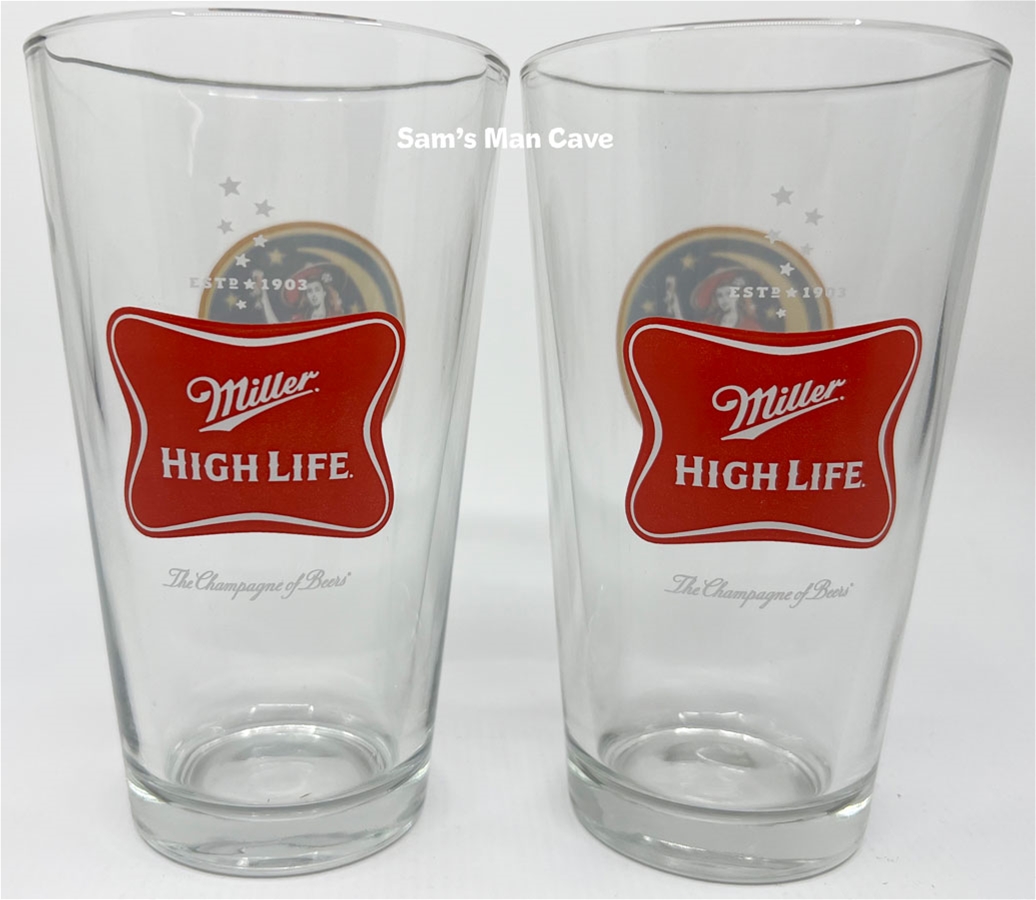 Miller High Life Girl In The Moon Pint Glass Set