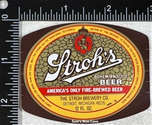 Stroh's Bohemian Style Beer Label