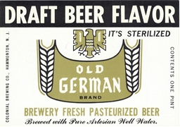 Old German Brand Draft Beer Flavor Beer Label