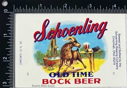 Schoenling Old Time Bock Beer Label