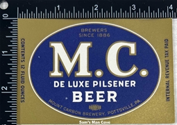 M.C. De Luxe Lager Pilsener IRTP Label