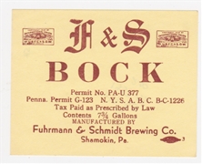 F&S 1/4 Keg Bock IRTP Label