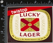 Lucky Lager twistop Beer Label