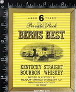 Berns Best Straight Bourbon Whiskey Label