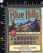 Blue Hills Bourbon Whiskey Label