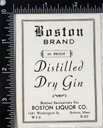 Boston Brand Distilled Dry Gin Label