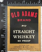 Old Adams Brand Straight Whiskey Label