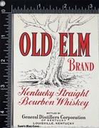 Old Elm Brand Kentucky Straight Bourbon Whiskey Label