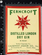 Ferncroft Distilled London Dry Gin Label