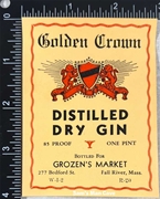 Golden Crown Distilled Dry Gin Label