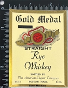 Gold Medal Straight Rye Whiskey Label