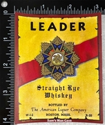 Leader Straight Rye Whiskey Label
