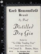 Lord Beaconsmith Brand Distilled Dry Gin Label