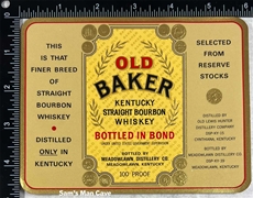 Old Baker Kentucky Straight Bourbon Whiskey Label
