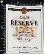 Old Reserve Indiana Straight Bourbon Whiskey Label