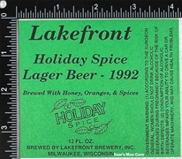 Lakefront Holiday Spice 1992 Beer Label