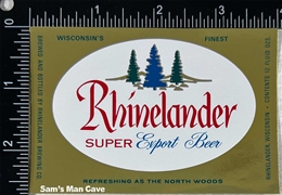 Rhinelander Super Export Beer Label
