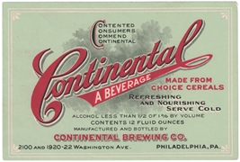 Continental Beverage Beer Label