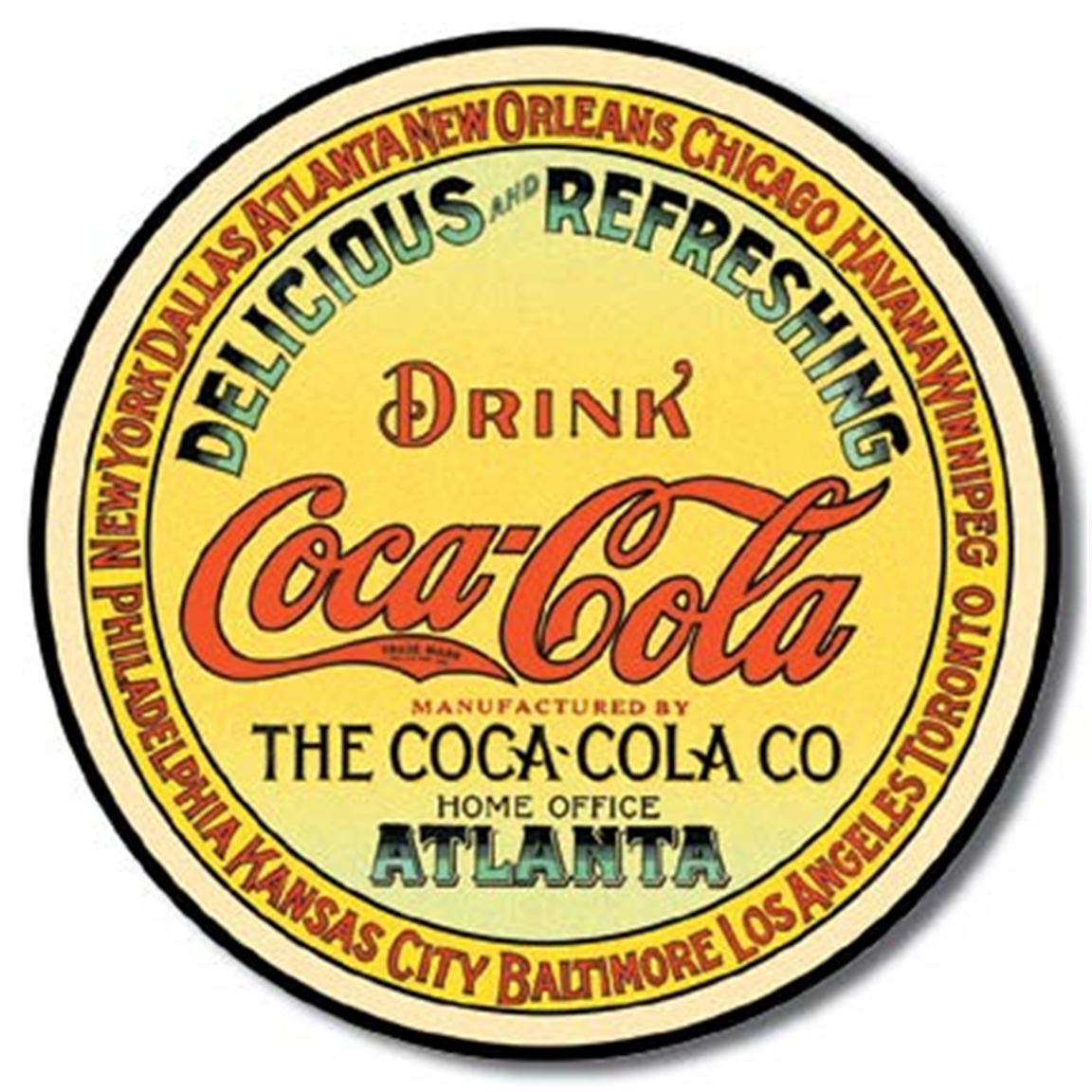 Coca Cola Keg Label Round Tin Sign
