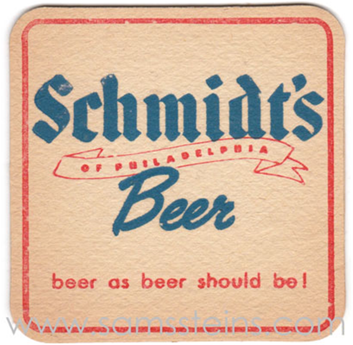 Schmidt's Beer and Ale Beer Coaster