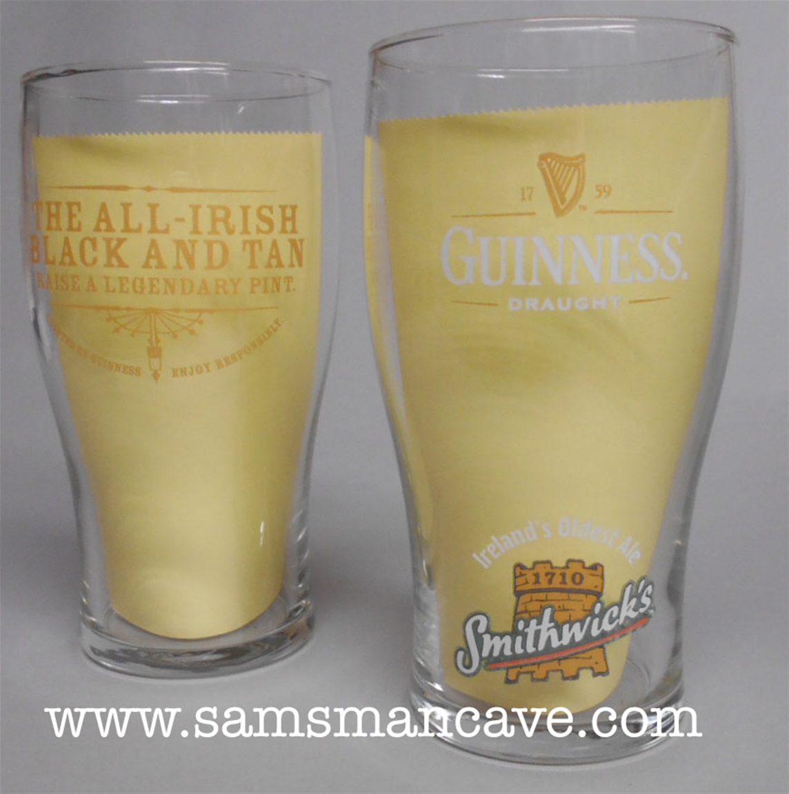 Guinness Smithwick's All Irish Black & Tan Glass Set of Two