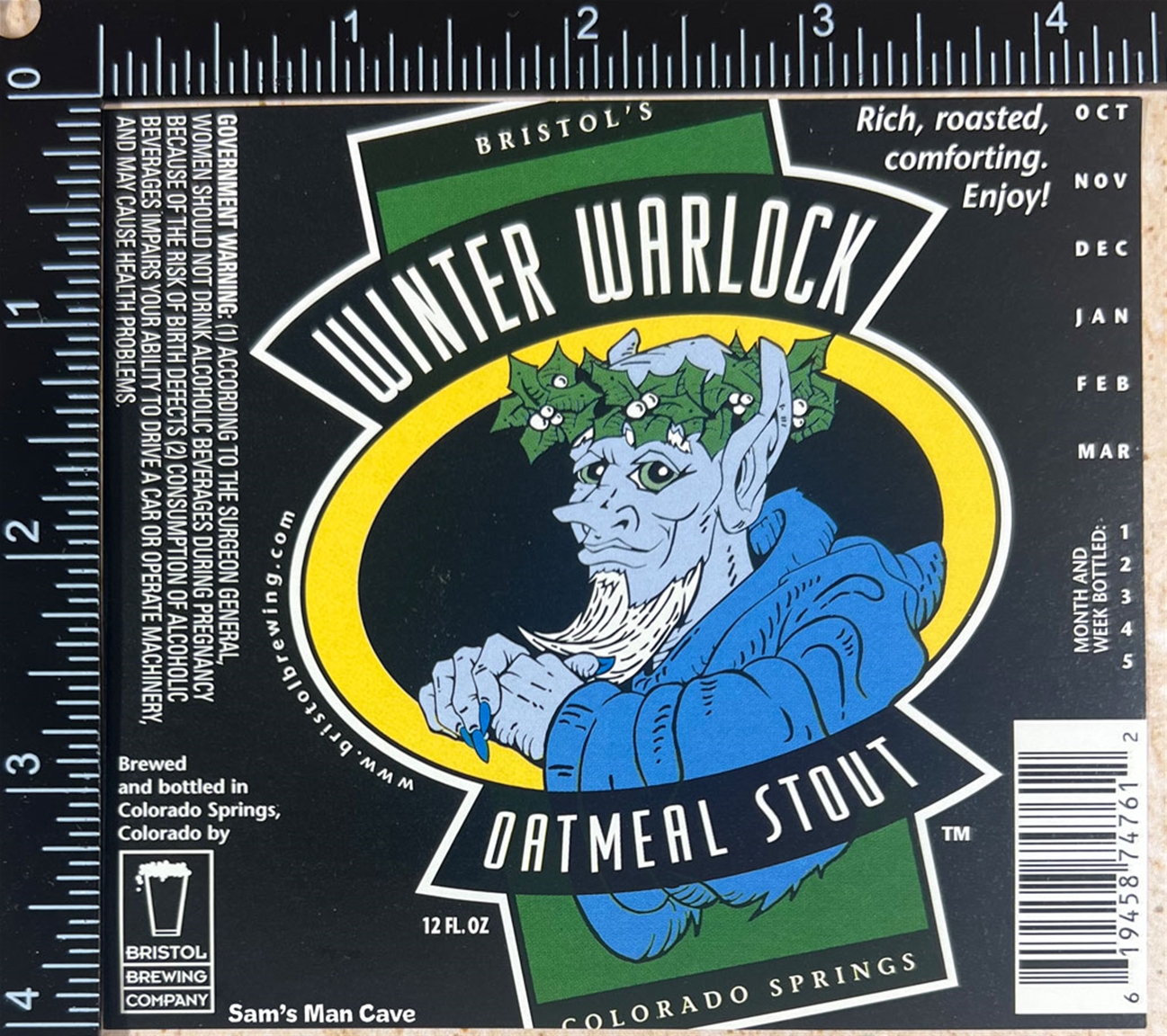 Winter Warlock Oatmeal Stout Label