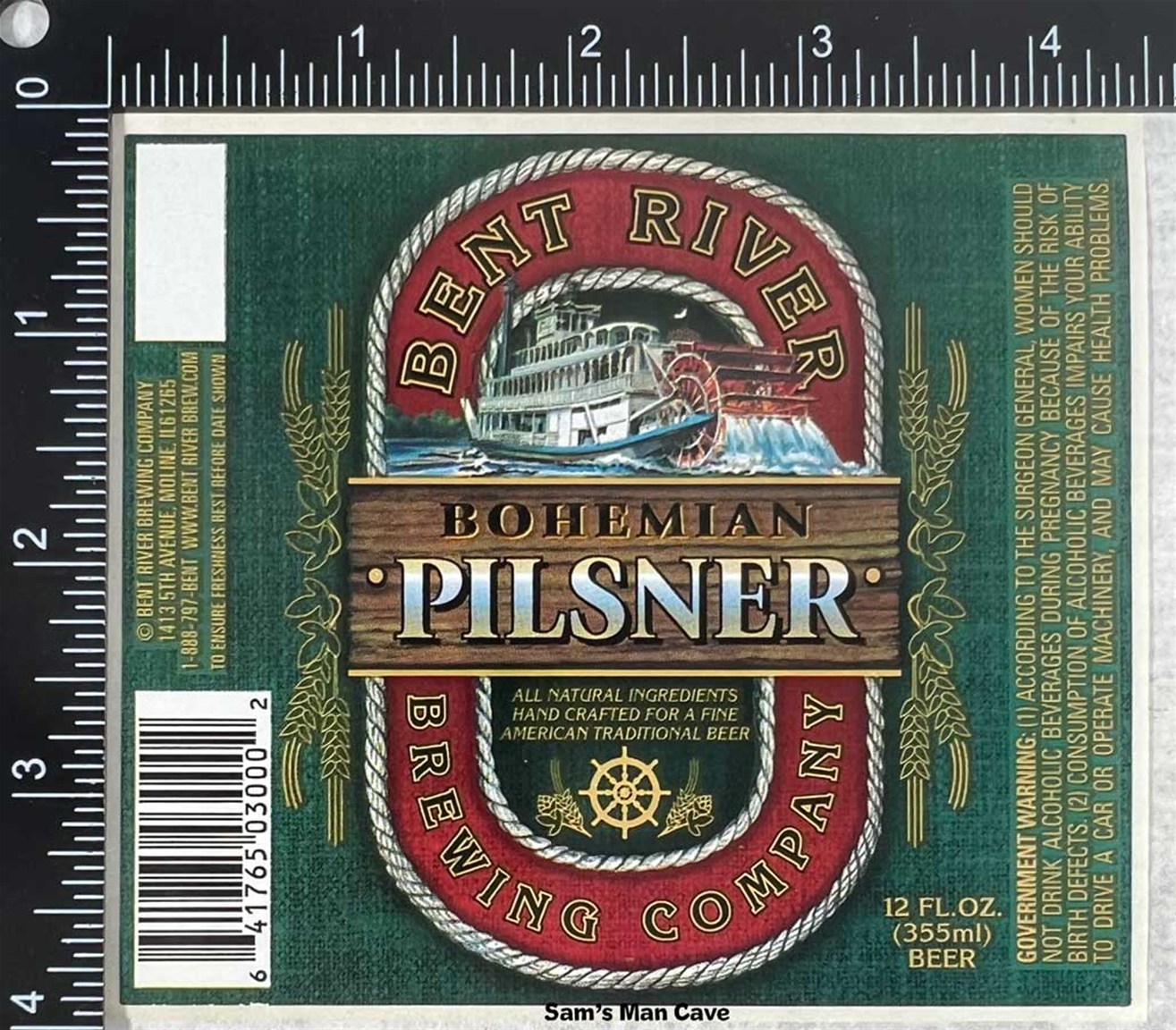 Bent River Bohemian Pilsner Beer Sticker Label