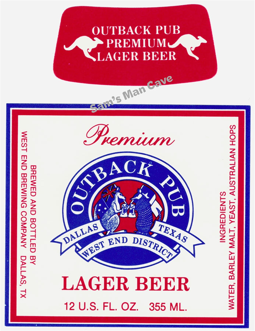 Outback Pub Lager Beer Label with neck