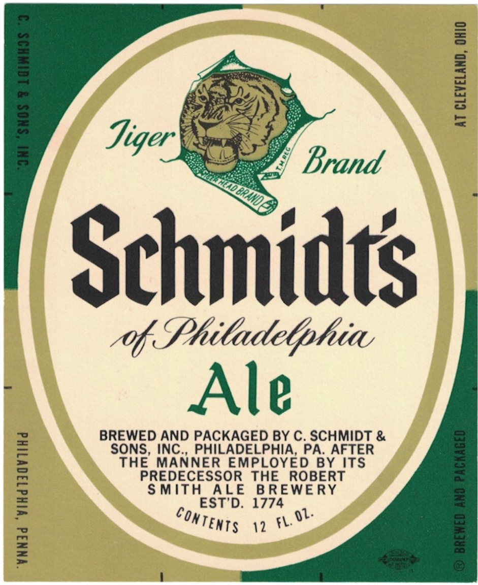 Schmidt's of Philadelphia Tiger Brand Ale Beer Label