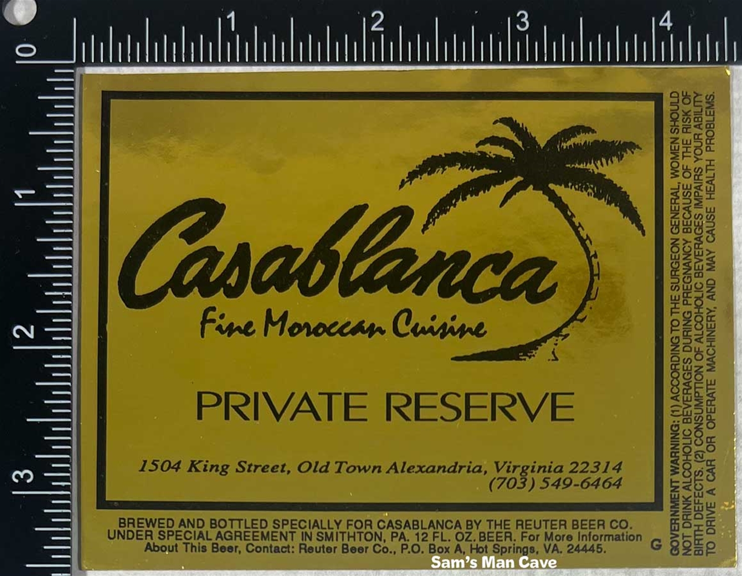 Casablanca Private Reserve Beer Label