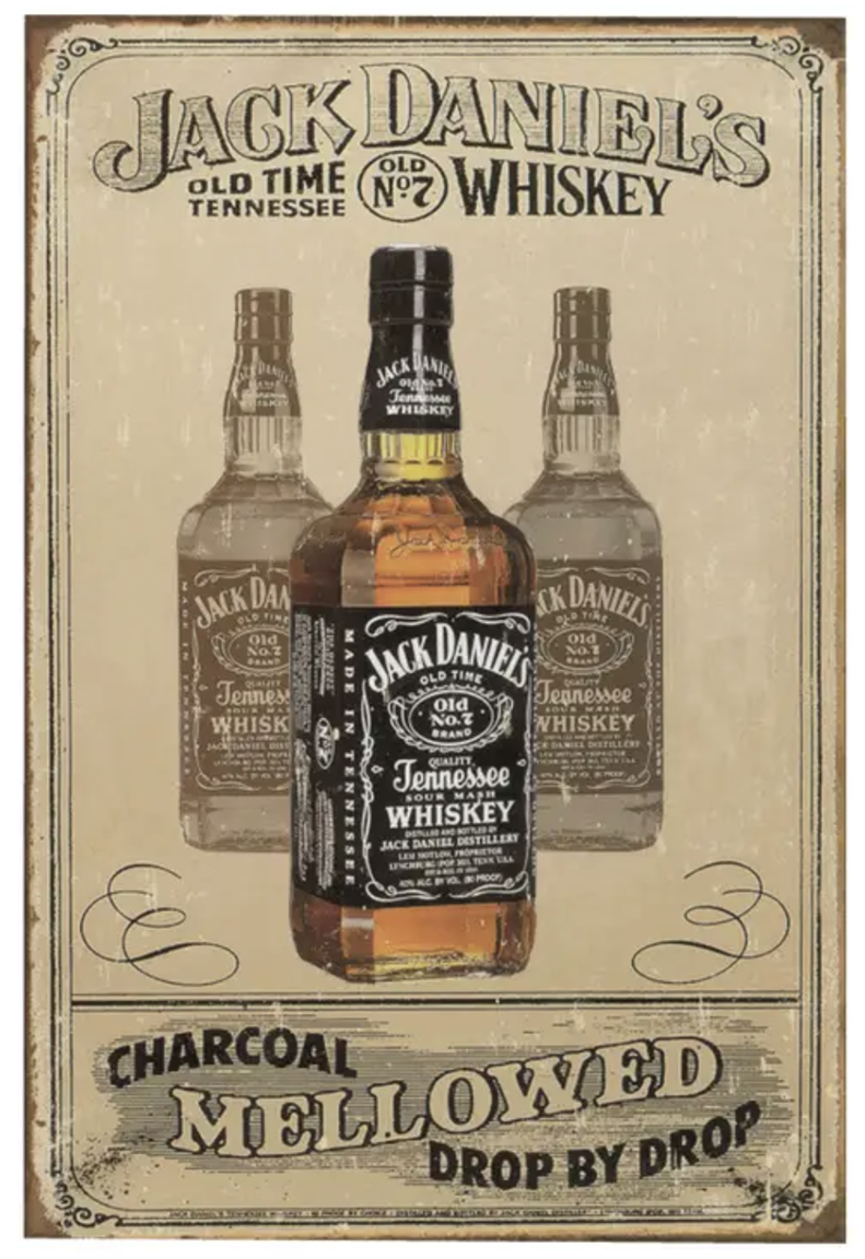 Jack Daniel's Charcoal Mellowed Metal Sign