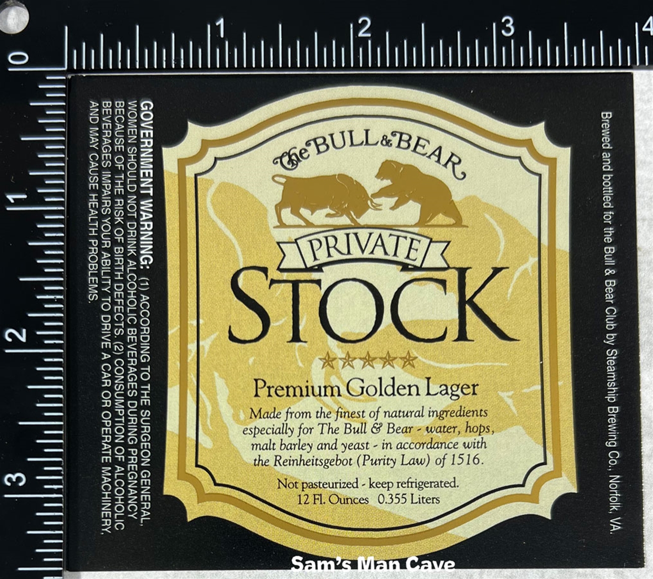 The Bull Bear Private Stock Golden Lager Label