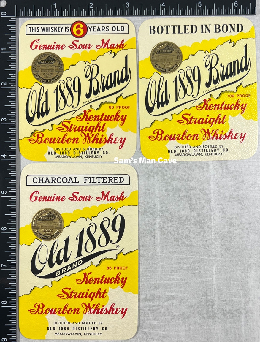 Old 1889 Straight Bourbon Whiskey Label Set