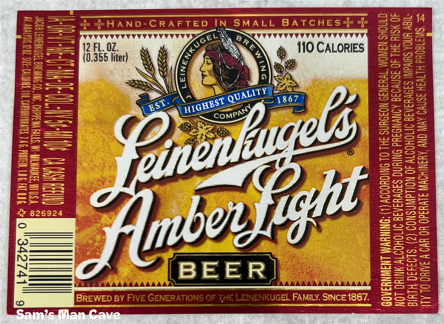 Leinenkugel's Amber Light Beer Label
