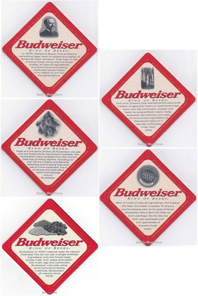 Budweiser Facts Beer Coaster Set