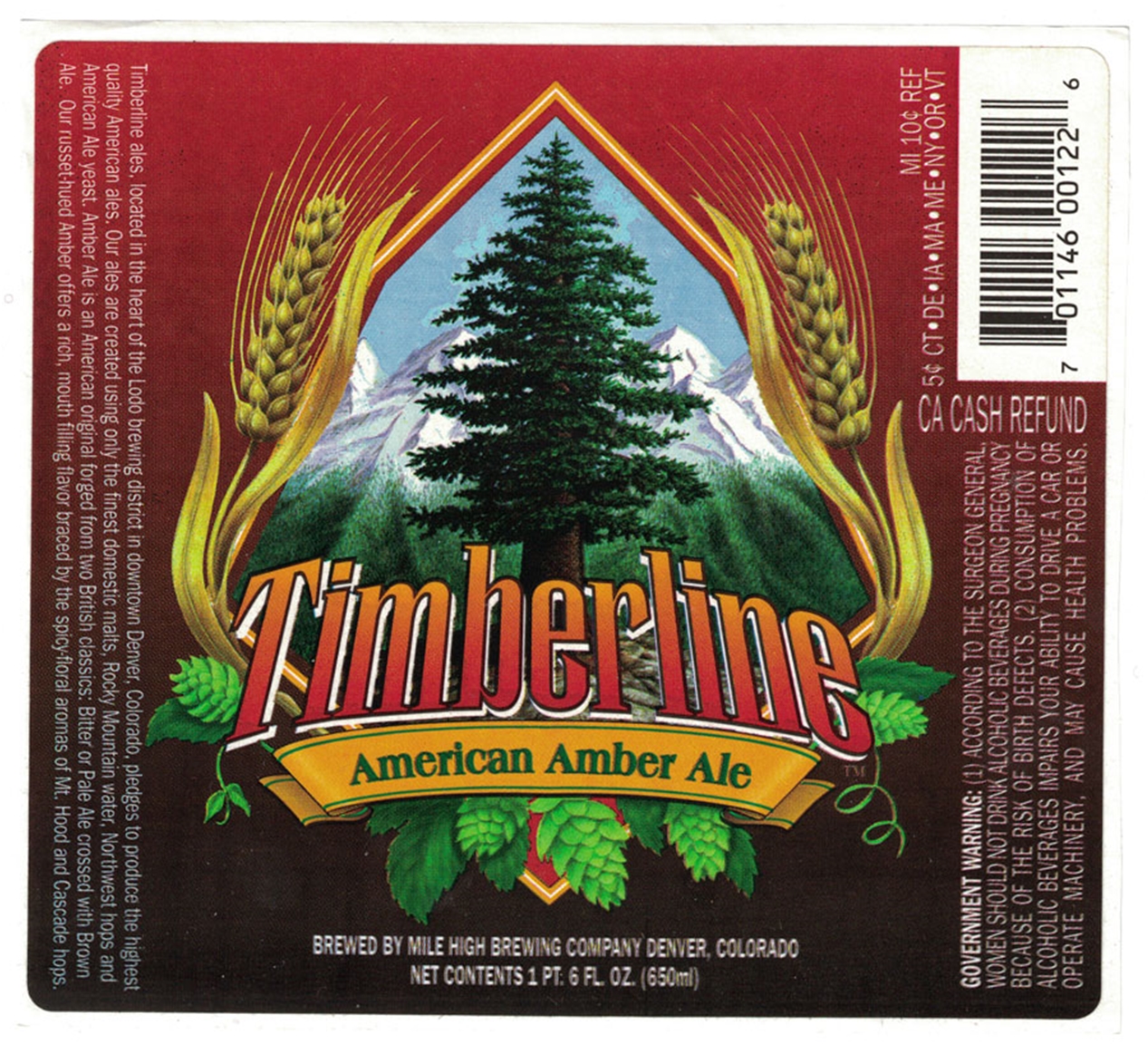Timberline American Amber Ale Sticker Label