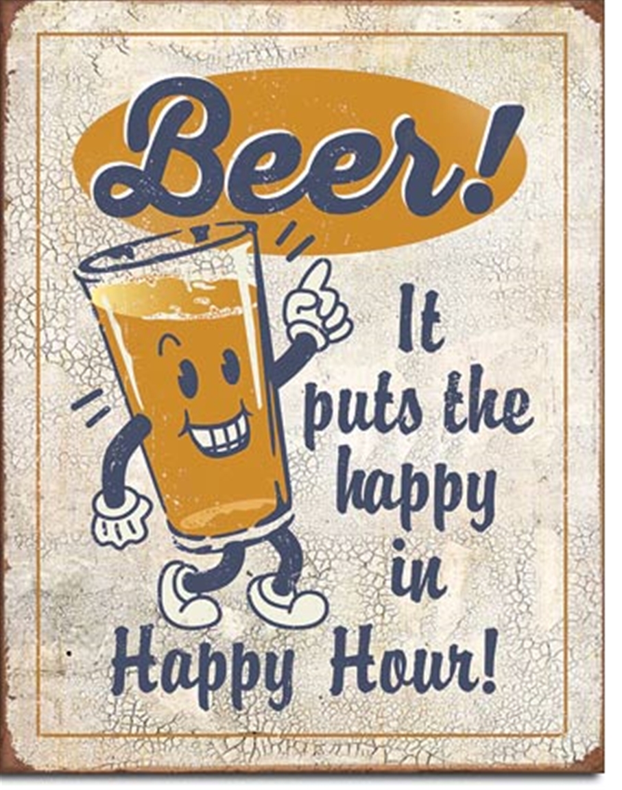 Happy Hour Beer Metal Sign