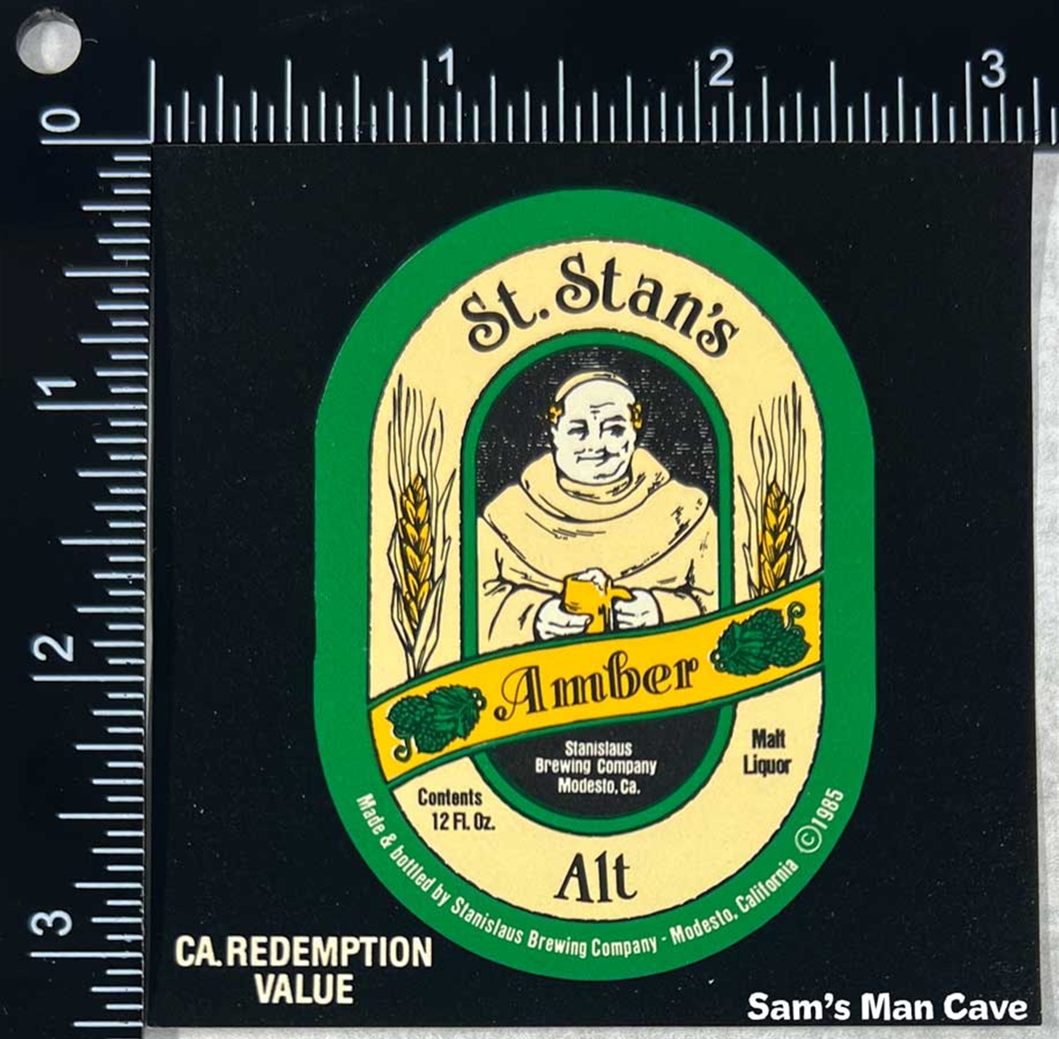 St. Stan's Alt Amber Malt Liquor Label