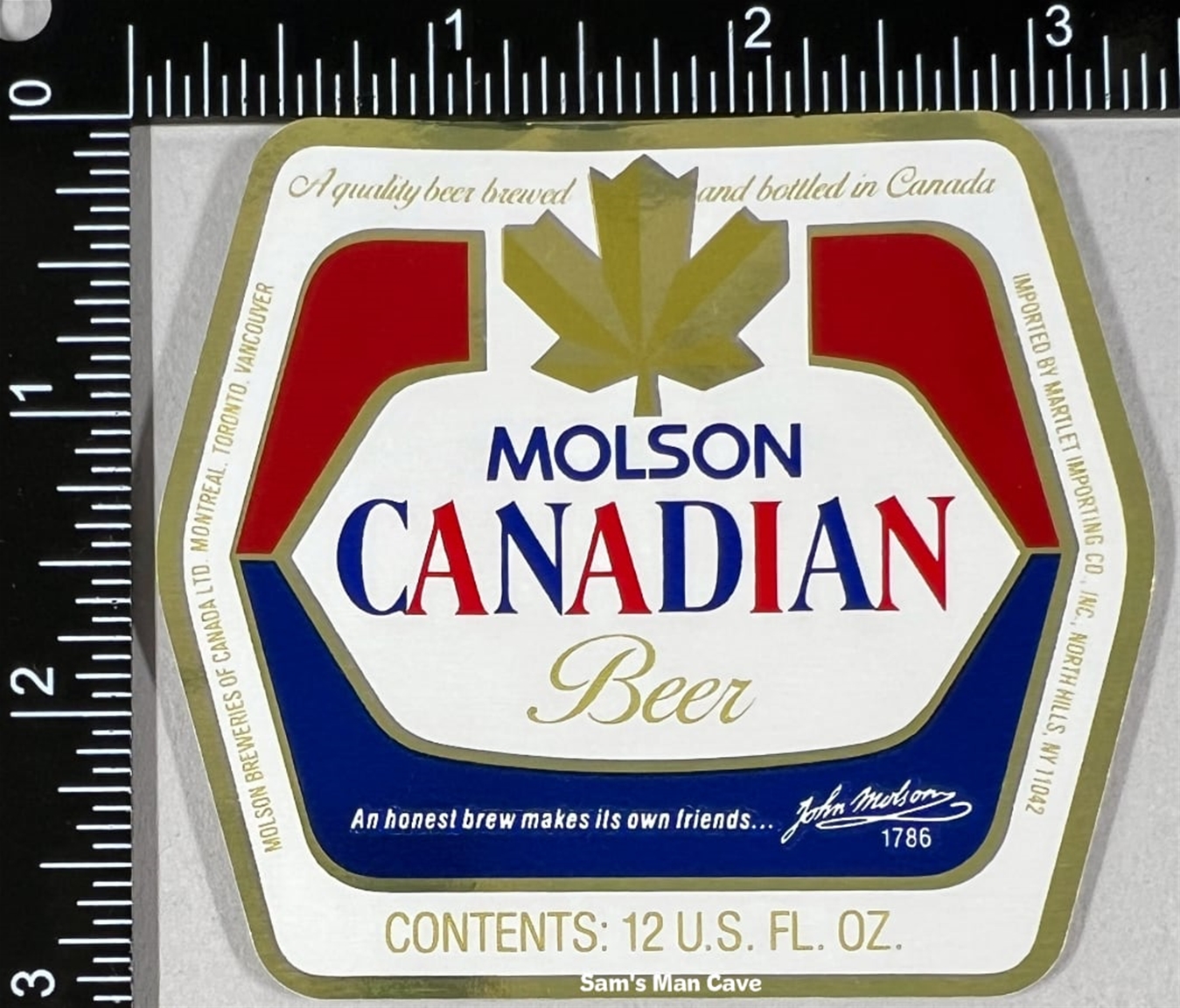 Molson Canadian Beer Label IMPORTED TO US