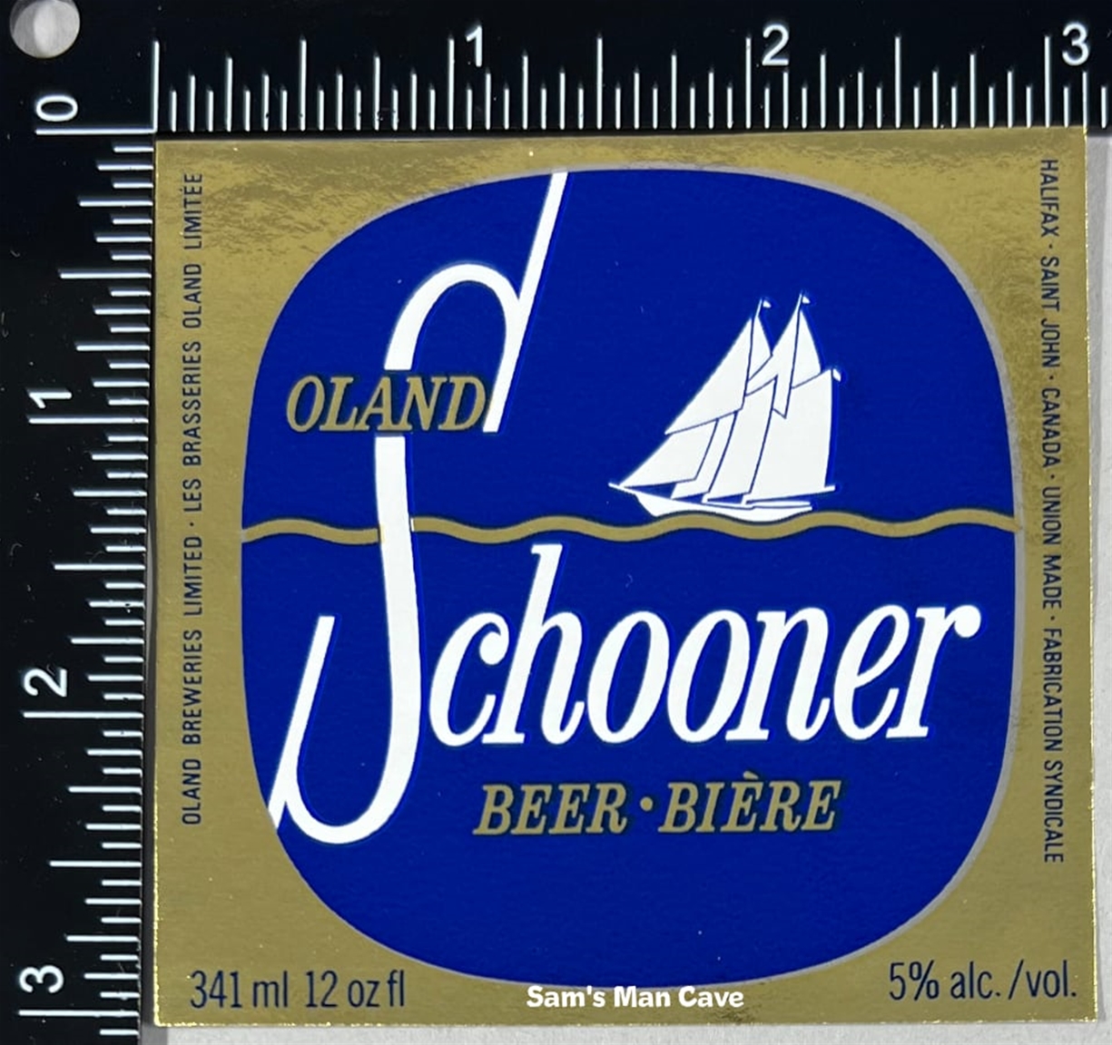 Oland Schooner Beer Bière Label 