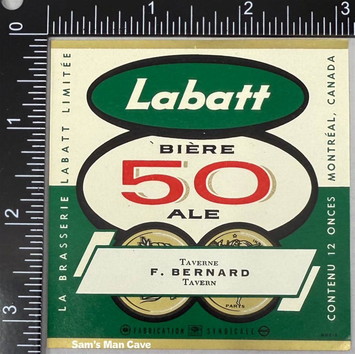 Labatt 50 Biere Ale F Bernard Label 