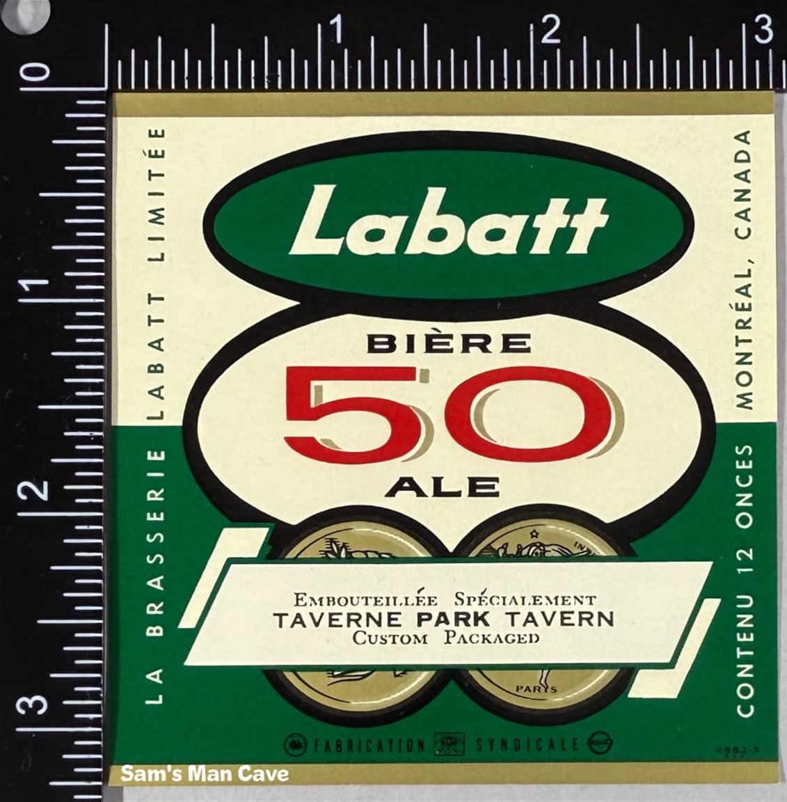 Labatt 50 Biere Ale Taverne Park Label 