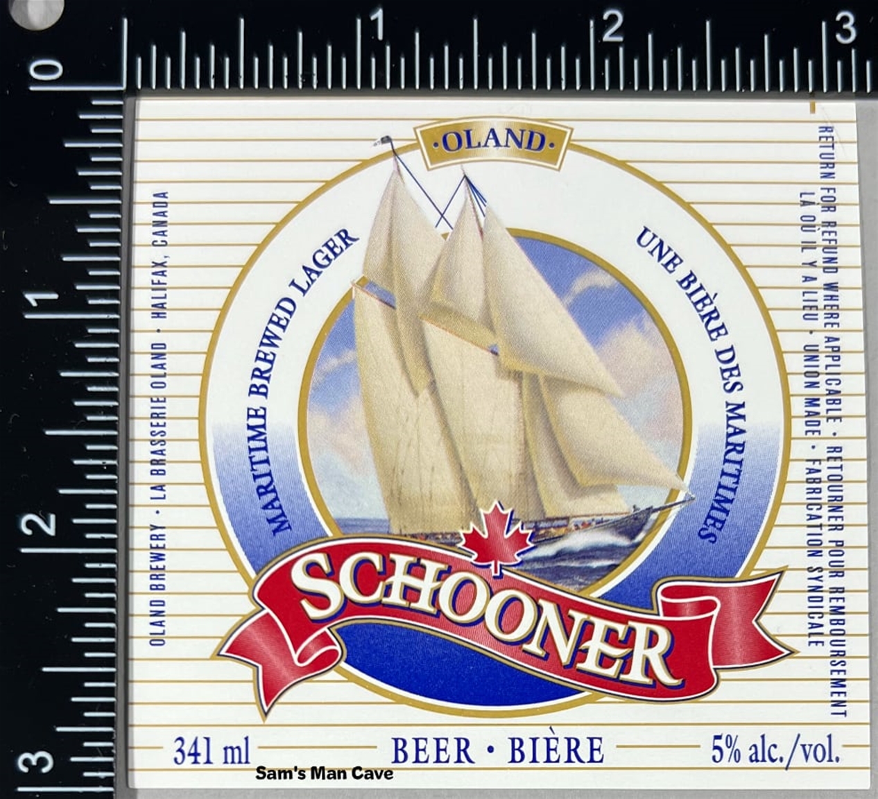 Oland Schooner Beer Bière Label 