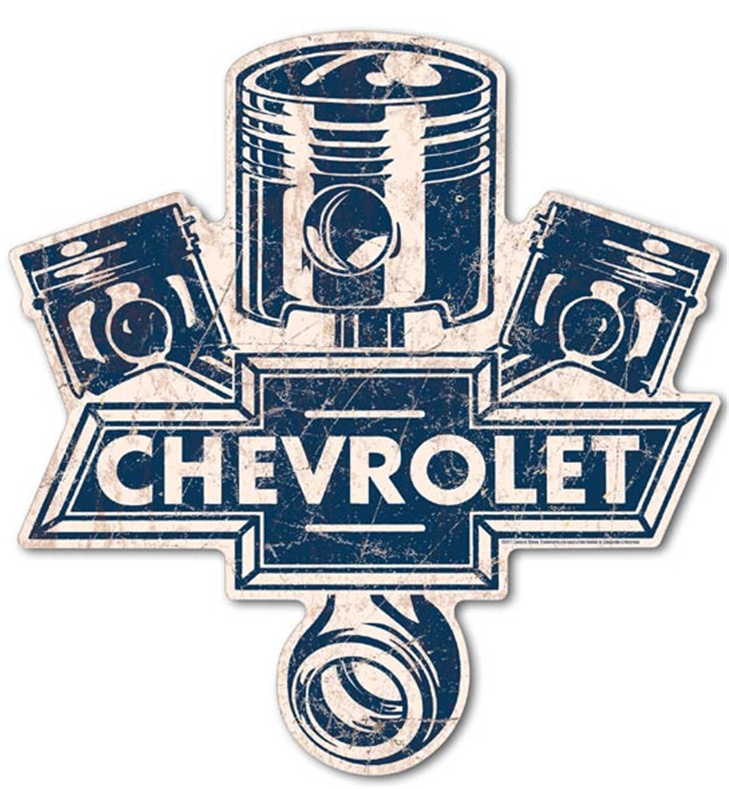 Chevy Pistons Diecut Tin Sign